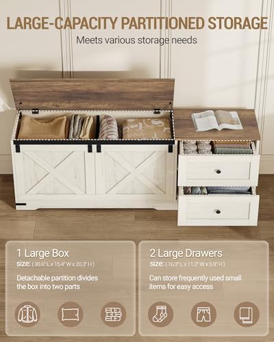 hzuaneri 59" farmhouse storage chest with 2 drawers, side view