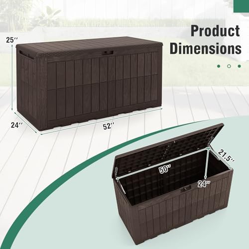 tangkula 120 gallon waterproof outdoor storage box with on a desk or shelf