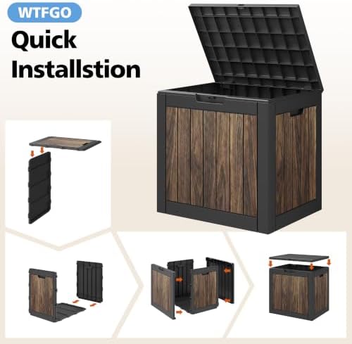 40 gallon outdoor storage box waterproof deck box, front angle view