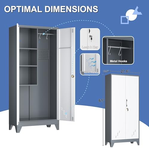 metal garage storage cabinets with lock- 61" tall, close-up detail