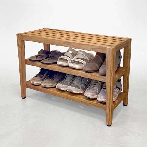asta select solid teak 27" shoe rack bench, main product view