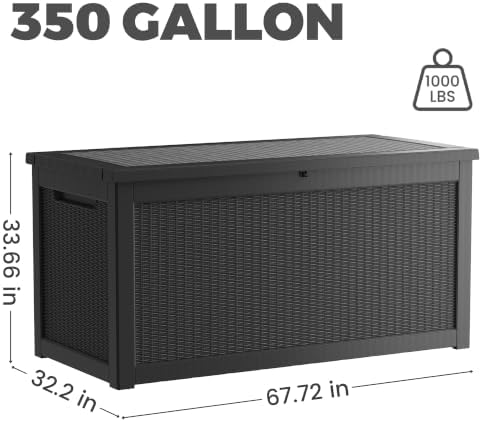 350 gallon outdoor storage box, extra large waterproof, close-up detail