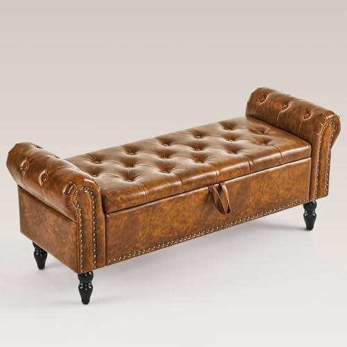 furnimart storage bedroom bench for end of bed, front angle view