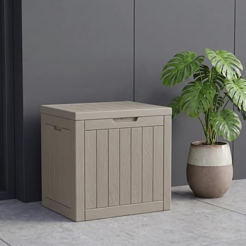 nicbex 30 gallon deck box, waterproof resin outdoor, front angle view