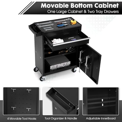 dawmilon 5-drawer rolling tool chest with wheels, side view