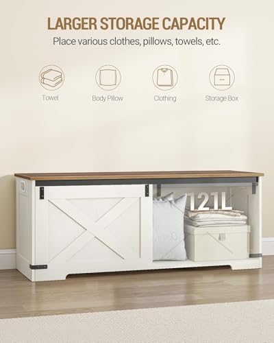 hzuaneri 47" farmhouse storage chest and bench | showing dimensions