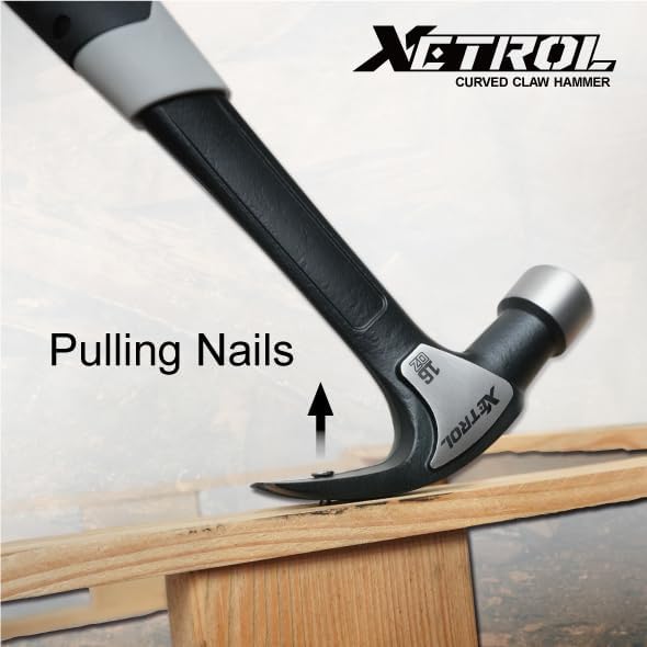 Steel Curved Claw Hammer 16oz, Solid One Piece Steel Heavy Duty Curved Hammer, Shock-Absorbing Handle Design, Ergonomic Comfortable Grip, Enhanced Leverage for Nail Pulling