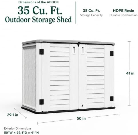 addok outdoor storage cabinet, 35 cu.ft horizontal resin, close-up detail