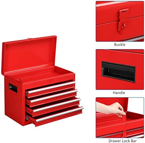tuffiom 5-drawer rolling tool chest, tool storage cabinet, front angle view