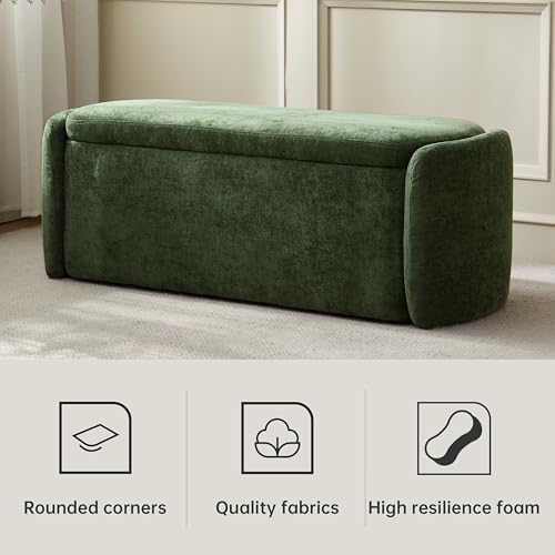 vknow storage bench, upholstered storage ottoman bench with, side view