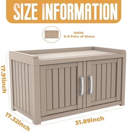 rojik shoe cabinet waterproof uv-resistant,storage bench indoor outdoor, close-up detail