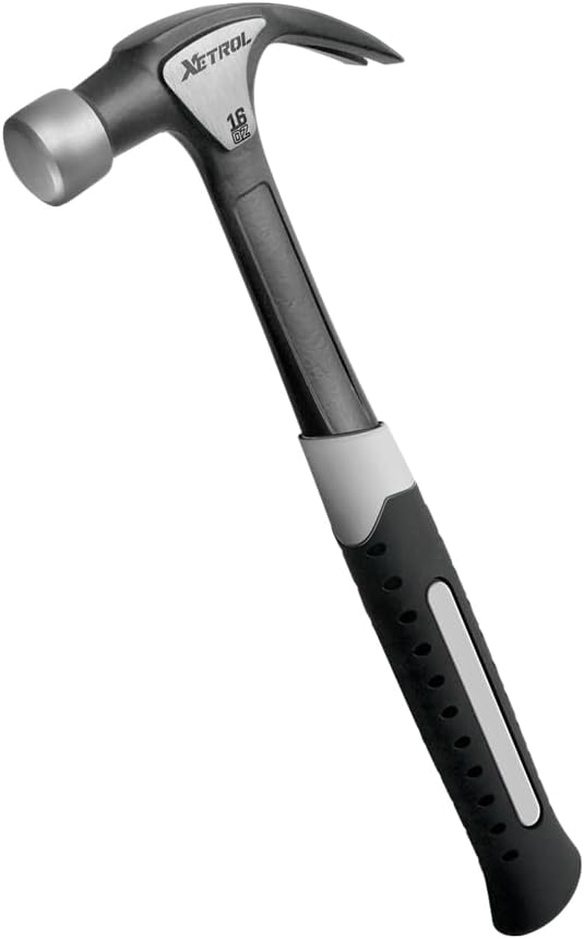 Steel Curved Claw Hammer 16oz, Solid One Piece Steel Heavy Duty Curved Hammer, Shock-Absorbing Handle Design, Ergonomic Comfortable Grip, Enhanced Leverage for Nail Pulling