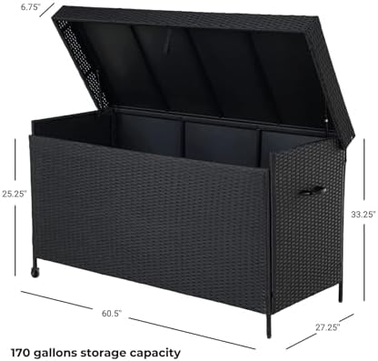 grand 170 gallon deck storage bin - outdoor/indoor, close-up detail