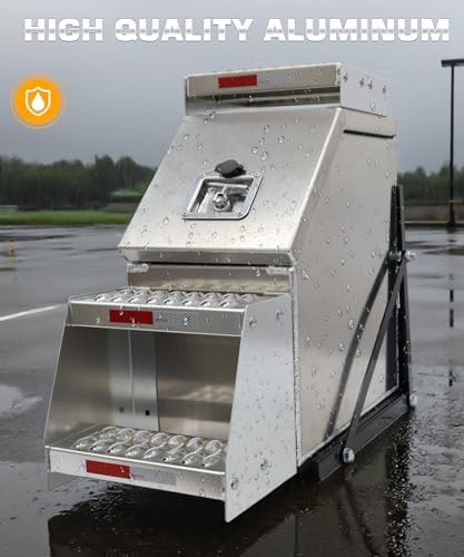 12" aluminum truck step box side mount tool, front angle view