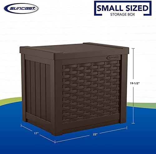 suncast 22 gal, small outdoor storage deck box, package contents