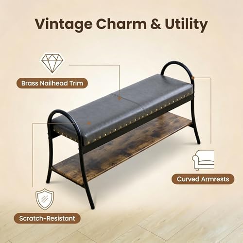 forteek 39.4" shoe bench with shelf, industrial faux, package contents