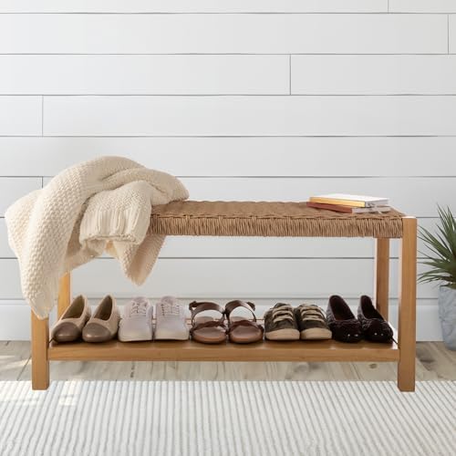 alaterre furniture newport 40” shoe storage bench with shown in use