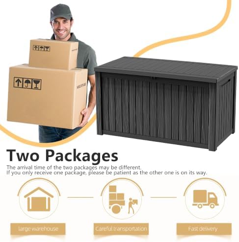 drato 180 gallon outdoor storage box, large waterproof on a desk or shelf