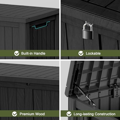 rojik 150 gallon deck box outdoor, waterproof outdoor, side view