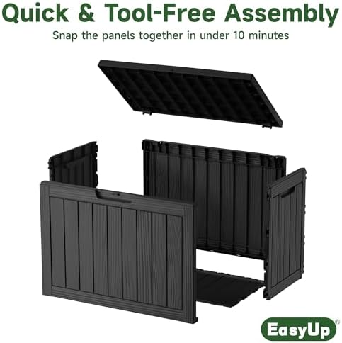 easyup 45 gal waterproof outdoor storage box uv showing dimensions