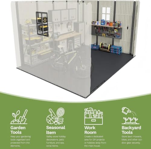 patiowell 10x8 ft resin outdoor storage shed, plastic, view 9