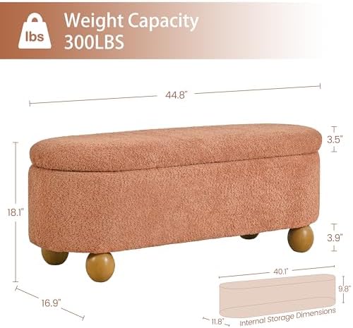 vknow 44.8" storage ottoman bench end of bed shown in use
