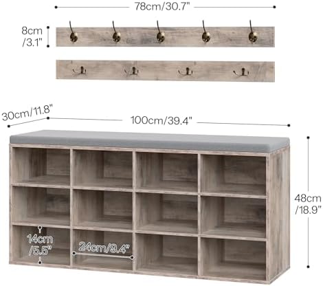 hoobro shoe storage bench with cushion, 39.4" l, close-up detail