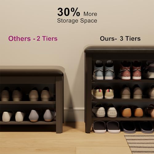 aqimuele shoe bench with leather cushion, 3 tiers, package contents