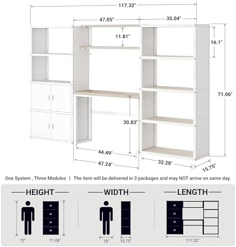 fleximounts 117"l modular garage storage cabinet with workbench shown in use