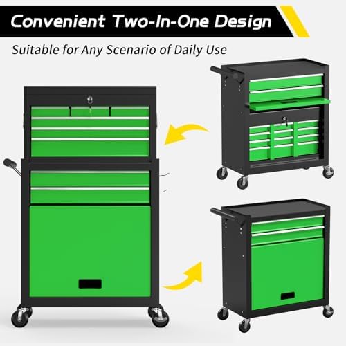 8 drawer rolling tool chest, large capacity rolling, side view