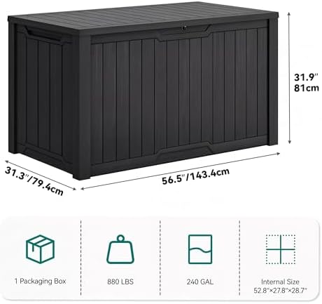 yitahome xxl 240 gallon large outdoor storage deck, package contents