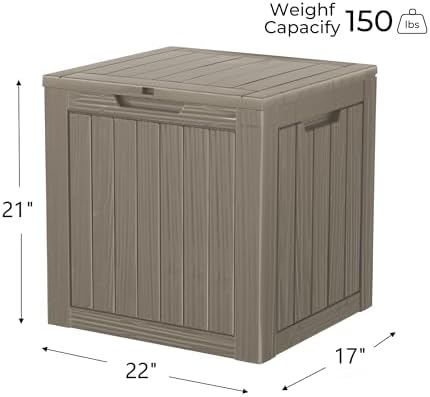 outdoor storage box waterproof, 35 gallon lockable resin shown in use