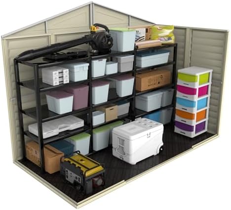 duramax 00283 woodbridge storage shed, off white, close-up detail