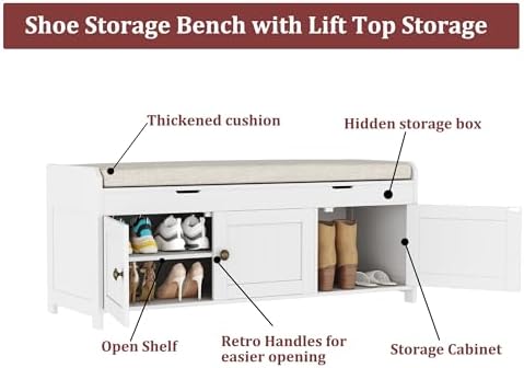 homefort 41.3" shoe bench with lift top storage, package contents