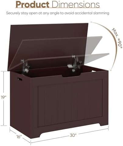 zenstyle storage chest, wood storage bench with 2 showing dimensions