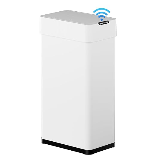 TLSUNNY 13.2 Gallon Automatic Trash Can, Stainless Steel Motion Sensor Garbage - Image 2