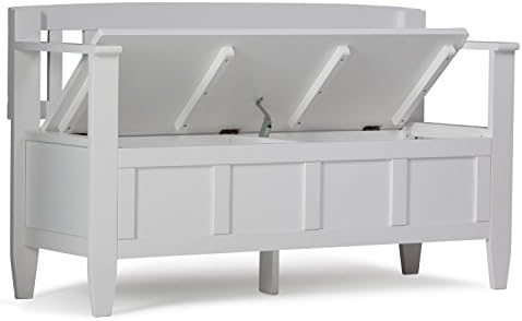 simplihome brooklyn 48" wide solid wood storage bench, close-up detail
