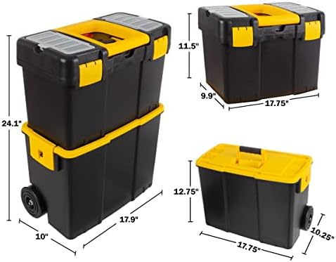 stalwart portable tool box with wheels shown in use
