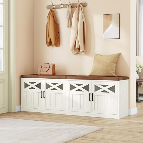 hzuaneri 59" shoe storage bench with 4 barn, close-up detail