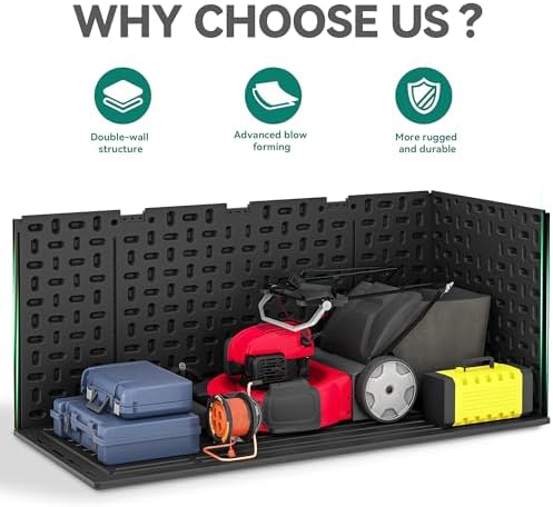 yitahome 260 gallon double-wall deck box with divider shown in use