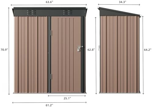bealife 5' x 3' outdoor storage shed, metal, front angle view
