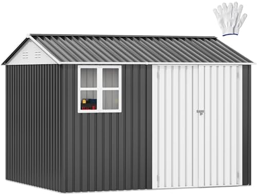 dwvo 10x8ft metal outdoor storage shed with window, main product view