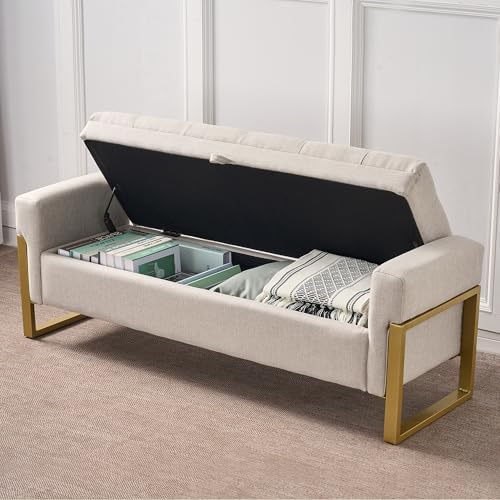 adochr 57" storage ottoman bench, upholstered end of, package contents