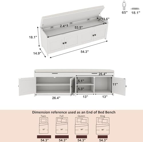 homefort 54.4" shoe bench with lift top storage, close-up detail