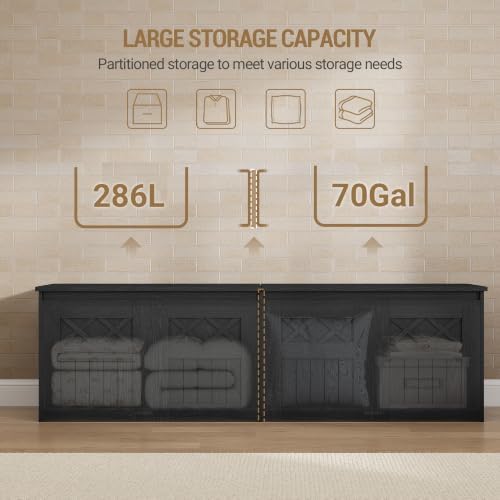hzuaneri 59" rustic storage chest and bench |, side view