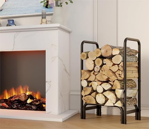 fire beauty firewood rack, carbon steel log holder, close-up detail