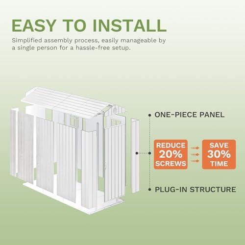 patiowell 4x6 ft plastic outdoor storage shed with, side view