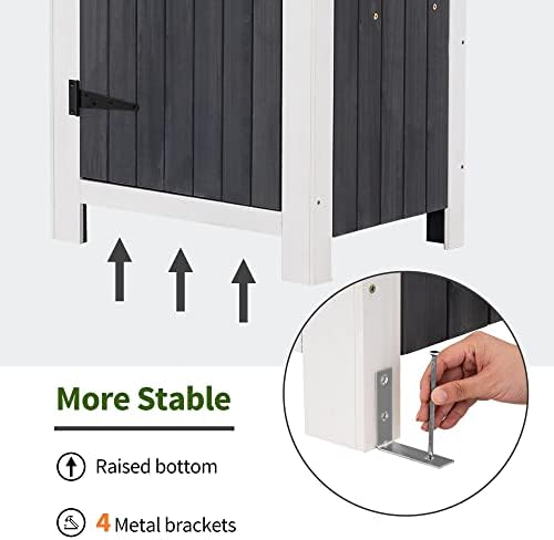 mcombo outdoor storage cabinet with shelves, wooden outside, package contents