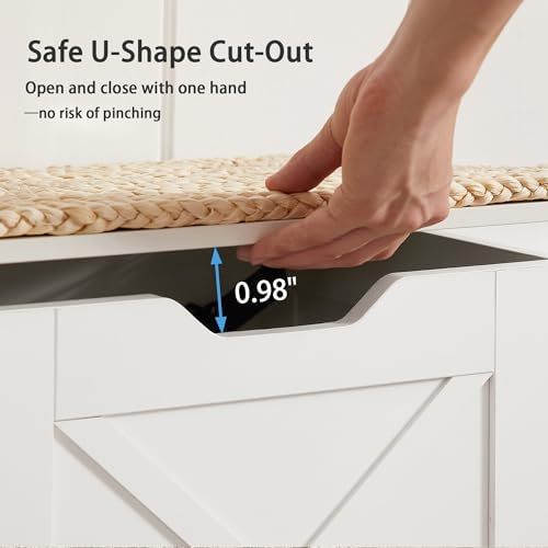 vecelo 30" storage bench, farmhouse entryway shoe ottoman, view 9