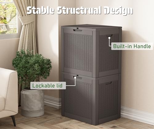nunu lab outdoor storage box 31 gallon,waterproof indoor showing dimensions